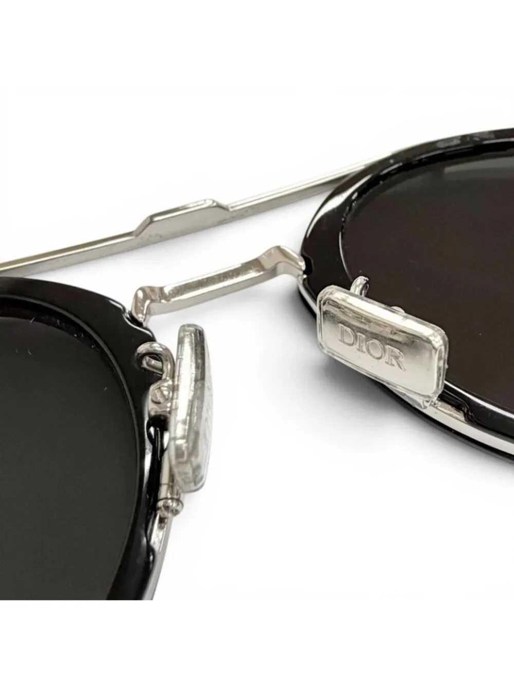 Dior Homme Blacksuit R7u Pantos Two Bridge Round Sunglasses Black Silver Eyewear